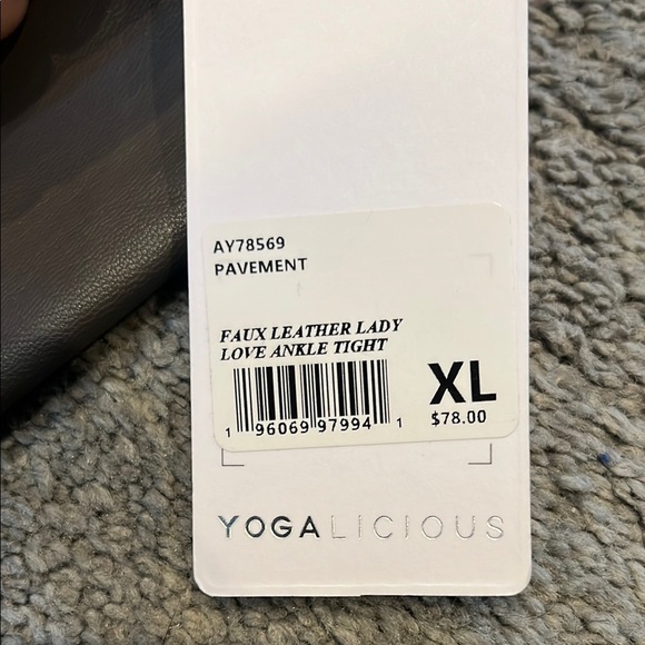 Yogalicious Lady Love Ankle Tight Faux Leather NWT Gray Super High Rise Leggings - Picture 3 of 16